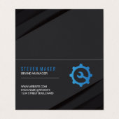 Zwarte Abstracte Panelen | Wrench Gear Logo Visitekaartje (Buitenkant ongevouwen)