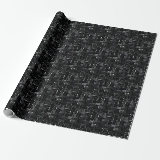 Zwarte Abstracte Verf  Cadeaupapier (Uitgerold)