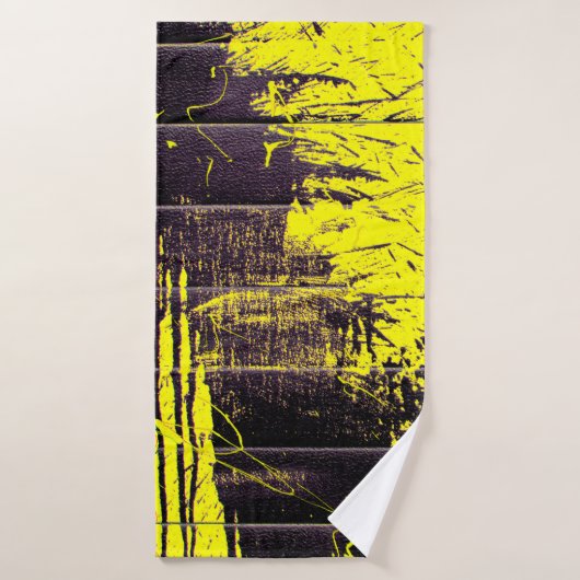 Zwarte abstracte verfdruppels op een heldere kleur badhanddoek (Badhanddoek)