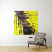 Zwarte abstracte verfdruppels op een heldere kleur wandkleed (In situ)