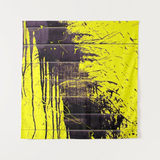 Zwarte abstracte verfdruppels op een heldere kleur wandkleed (Voorkant)