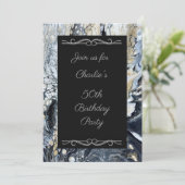 Zwarte Abstracte Verjaardagsfeest Uitnodiging (Staand voorkant)