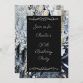 Zwarte Abstracte Verjaardagsfeest Uitnodiging (Voorkant / Achterkant)