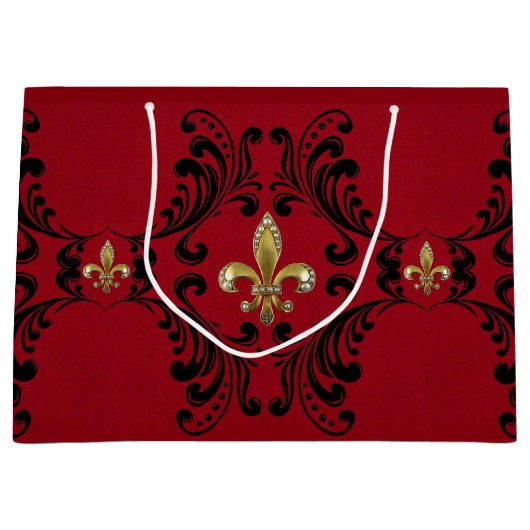Zwarte Acanthus op rood Groot Cadeauzakje (Voorkant)