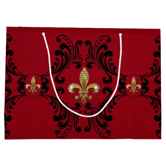 Zwarte Acanthus op rood Groot Cadeauzakje (Achterkant)