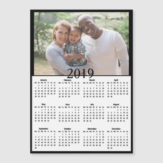 Zwarte achtergrond 2019 Kalenderfotomagneet (Voorkant)