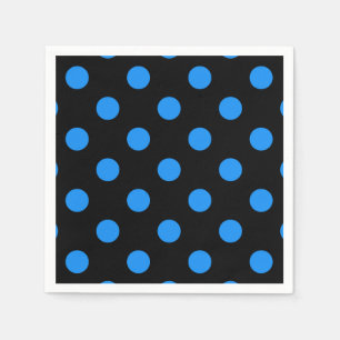 Zwarte achtergrond Blauwe Polka Dots Servet