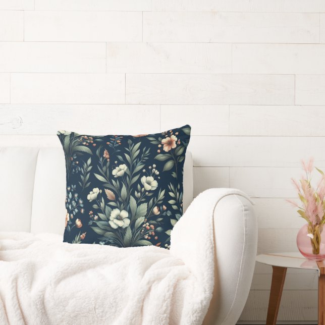 Zwarte achtergrond bloemenontwerp kussen (Bank)