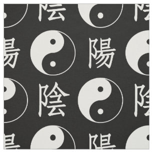 Zwarte achtergrond Chinese Yinyang Patroon Stof
