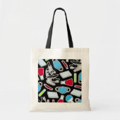 Zwarte achtergrond Cute Lab Pattern Tote Bag (Voorkant)