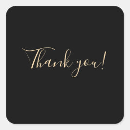 Zwarte achtergrond: "Dank u" Vierkante Sticker