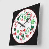 Zwarte achtergrond Eenvoudig kerstmis Vierkante Klok (Hoek)