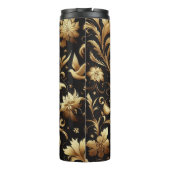 Zwarte achtergrond en gouden bladeren thermosbeker (Achterkant)