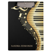 Zwarte achtergrond en gouden toetsenbord klembord (Voorkant)