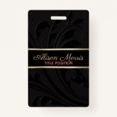 Zwarte achtergrond en werveling en gouden streep badge (Achterkant)