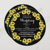 Zwarte achtergrond en zonnebloemen kaart (Voorkant / Achterkant)