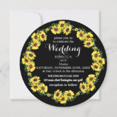 Zwarte achtergrond en zonnebloemen kaart (Voorkant)