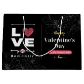 Zwarte achtergrond Feminine Happy Valentine Dag Groot Cadeauzakje (Voorkant)