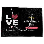 Zwarte achtergrond Feminine Happy Valentine Dag Groot Cadeauzakje (Achterkant)