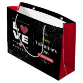 Zwarte achtergrond Feminine Happy Valentine Dag Groot Cadeauzakje (Achterkant Gekanteld)