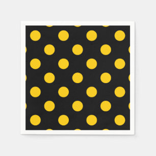 Zwarte achtergrond Gele Polka Dots Servet