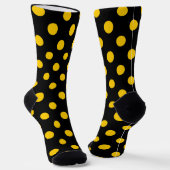 Zwarte achtergrond Gele Polka Dots Sokken (Gebogen)
