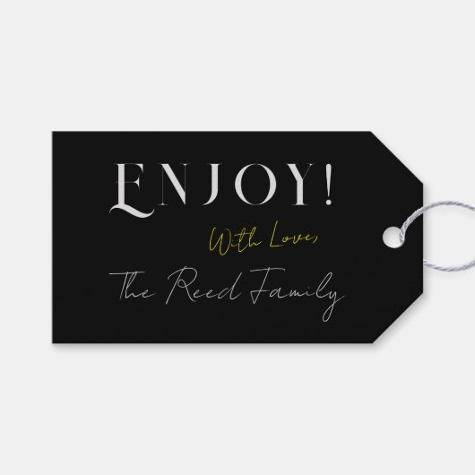 Zwarte achtergrond Gepersonaliseerd Label Cadeaus Cadeaulabel (Voorkant (Horizontaal))