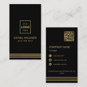 Zwarte achtergrond Gold Stripes Visitekaartje (Voorkant / Achterkant)