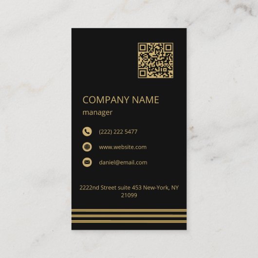 Zwarte achtergrond Gold Stripes Visitekaartje (Achterkant)