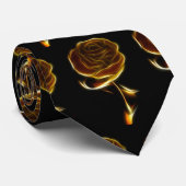 Zwarte achtergrond Golden Rozen Stropdas (Opgerold)