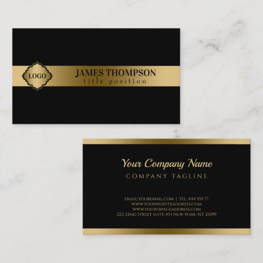 Zwarte achtergrond Gouden Streep Visitekaartje (Voorkant / Achterkant)