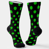 Zwarte achtergrond Groene Polka Dots Sokken (Gebogen)