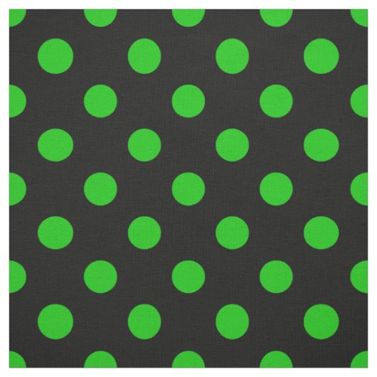 Zwarte Achtergrond Groene Stippen Stof (Swatch)