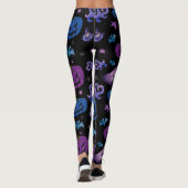Zwarte achtergrond Halloween Spooky Pumpkin Patter Leggings (Achterkant)