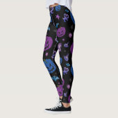 Zwarte achtergrond Halloween Spooky Pumpkin Patter Leggings (Links)
