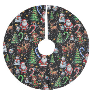 Zwarte Achtergrond Kerst Decoratiepatroon Kerstboom Rok
