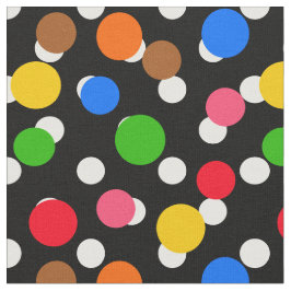 Zwarte Achtergrond Kleurrijk Polka-stippen Ontwerp Stof