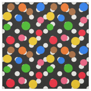 Zwarte Achtergrond Kleurrijk Polka-stippen Ontwerp Stof
