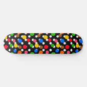 Zwarte achtergrond Kleurrijke Polka Dots Persoonlijk Skateboard (Horizontaal)