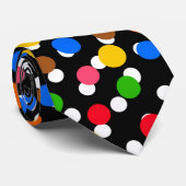 Zwarte achtergrond Kleurrijke Polka Dots Stropdas (Opgerold)