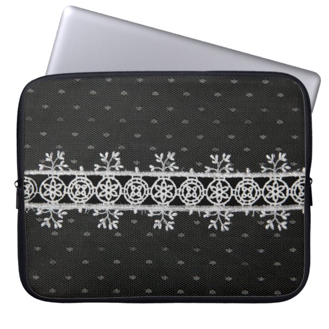 zwarte achtergrond laptop sleeve (Voorkant)