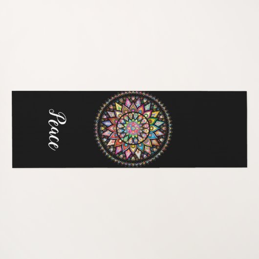 Zwarte achtergrond, mandala achtergrond yogamat (Achterkant (horizontaal))