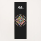 Zwarte achtergrond, mandala achtergrond yogamat (Voorkant)