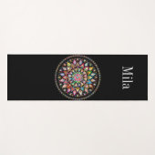 Zwarte achtergrond, mandala achtergrond yogamat (Voorkant (horizontaal))