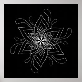 Zwarte achtergrond Mandala Adult Coloring Poster