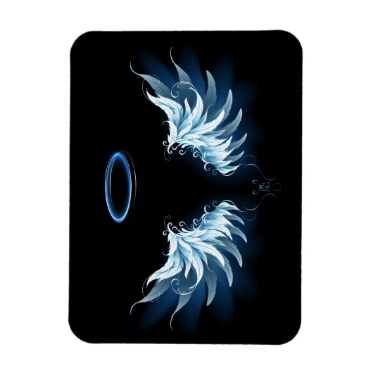 Zwarte achtergrond met blauwe engelenvleugels die  magneet (Verticaal)
