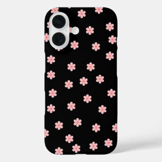 Zwarte achtergrond met bloemen iPhone 16 hoesje