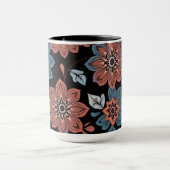 Zwarte achtergrond met bloemen mok (Midden)