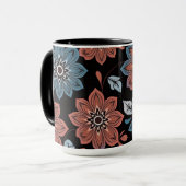 Zwarte achtergrond met bloemen mok (Voorkant links)