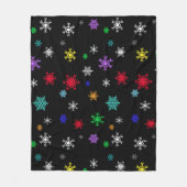 Zwarte achtergrond met felle  kleurrijke sneeuw fleece deken (Voorkant)